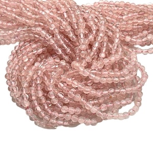 Rose Quartz Natural Gemstone Smooth Round Shape Beads 4mm Healing Real Gemstone Beads for Jewelry Making Loose Beads Jewelry Crafts