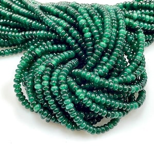 4mm Green Jade Gemstone Smooth Rondelle shape Beads 16&quot; Strands AAA Quality Gemstone Beads for Jewelry Making Loose Beads Strands