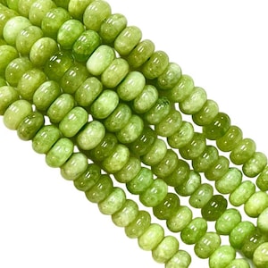 8mm Shaded Green Quartz Gemstone Smooth Rondelle shape Beads 16&quot; Strands AAA Quality Real Gemstone Beads for Jewelry Making Loose Beads