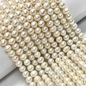 Natural Pearl Beads Size 6mm For Jewelry Making, White Color Round Pearl Gemstone Beads For DIY Jewelry Making Supplies Loose Beads