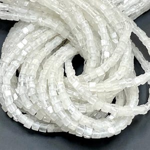 AAA White Quartz Gemstone Box Cube Smooth Beads, 4x4mm Box Square Cube Shape Beads, Full 15.5&quot; Strands Jewelry Making Beads