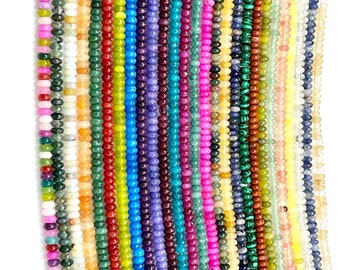 4 x 2 natuurlijke edelsteen rondelle Heishi-schijfvorm kralen strengen volledige 16" lange strengen, edelsteen losse kralen voor het maken van sieraden