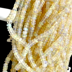 Natural Ethiopian Opal Gemstone Faceted Rondelle Beads Strand Size 3-4mm Faceted Opal Gemstone Beads Jewelry Making Craft Handmade Beads