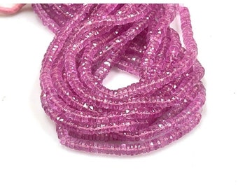 Cuentas de topacio rosa natural facetadas con forma de disco Heishi, hebra de 6-7 mm, calidad AAA, para la fabricación de joyas.