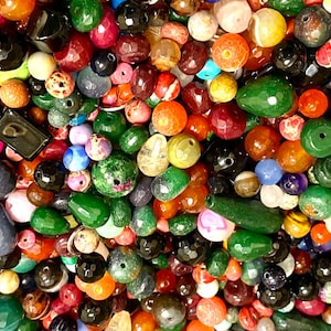 Mixed Gemstone Beads Lot | 1/2 LB, 1 LB, 2 LB Options | Loose 4mm–20mm Beads | Round, Rondelle, Drop & Fancy Shapes | Jewelry Craft Supply