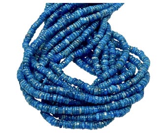 Blue Apatite Natural Gemstone Smooth Heishi Disc Shape, Tyre Shape Beads Strands Size 6mm Real Gemstone Beads for DIY Jewelry Making