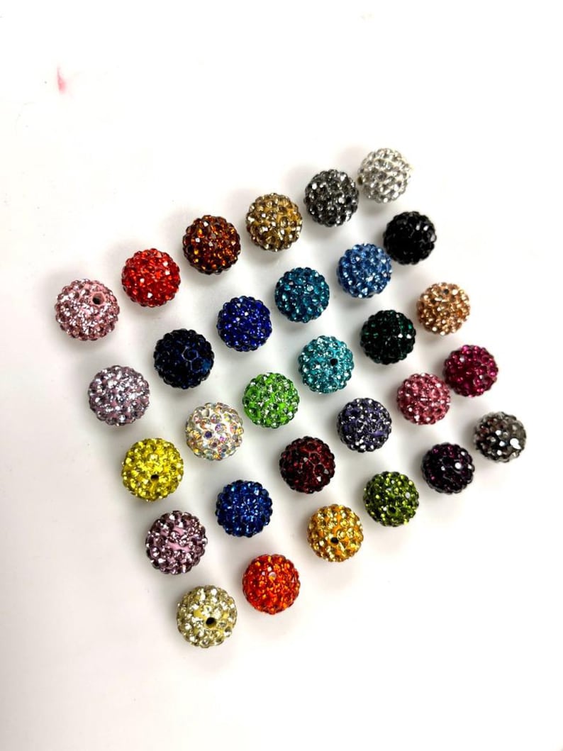 20 morceaux de perles pour pavage, perles de strass Shamballa, 8 mm - 10 mm - 12 mm perles de cristal strass, perles disco pour la fabrication de bijoux DIY image 10