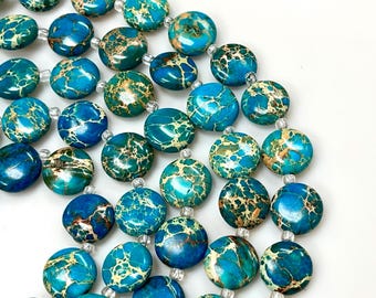 Ocean Reef Jasper Gemstone – 16mm Smooth Coin Beads, 1mm Hole, 15 Inch Sea Sediment Jasper Strand For Jewelry Making