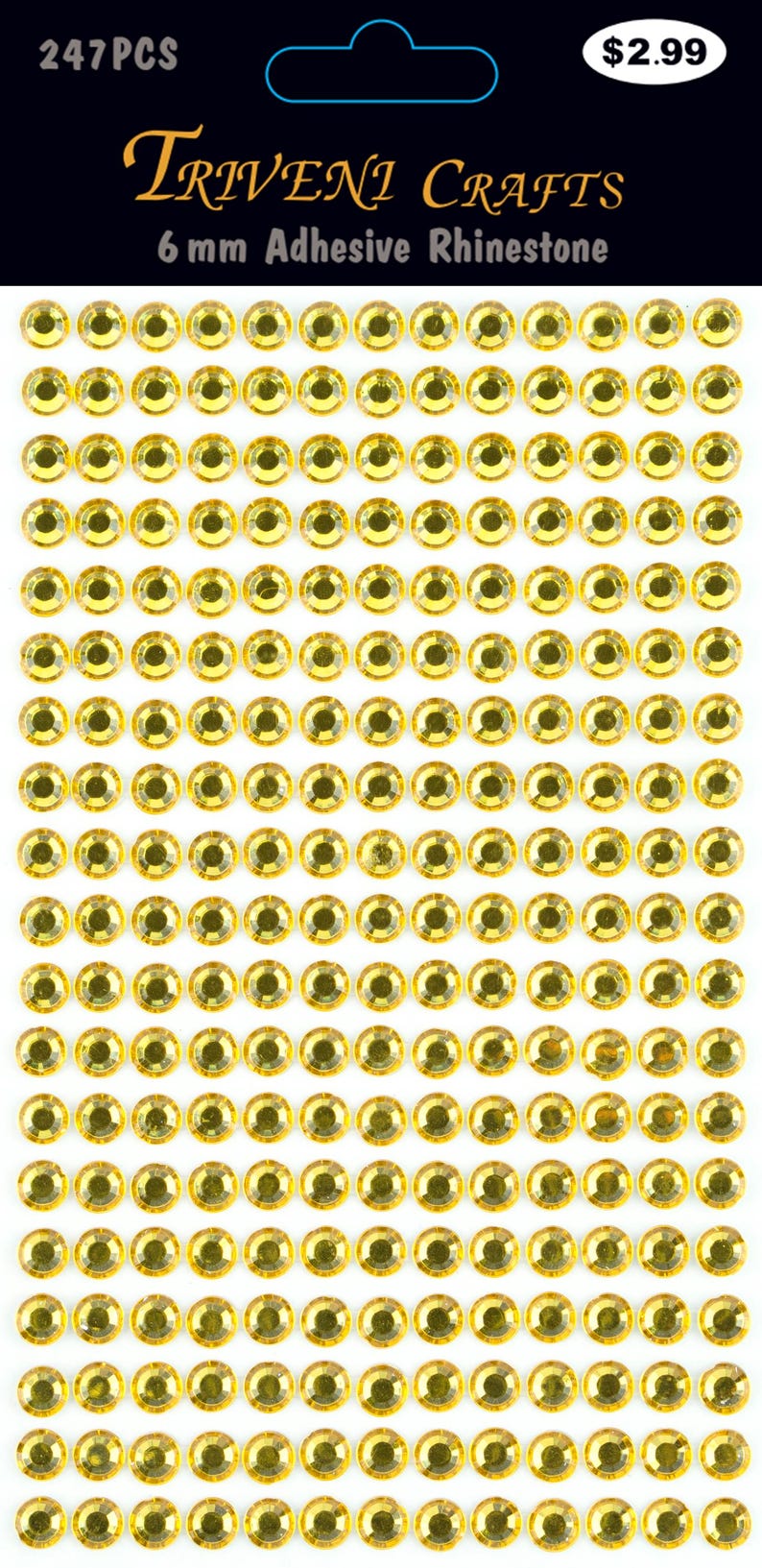 Yellow Gold Rhinestone Sticker Sheet Acrylic Gemstone Self Adhesive ...