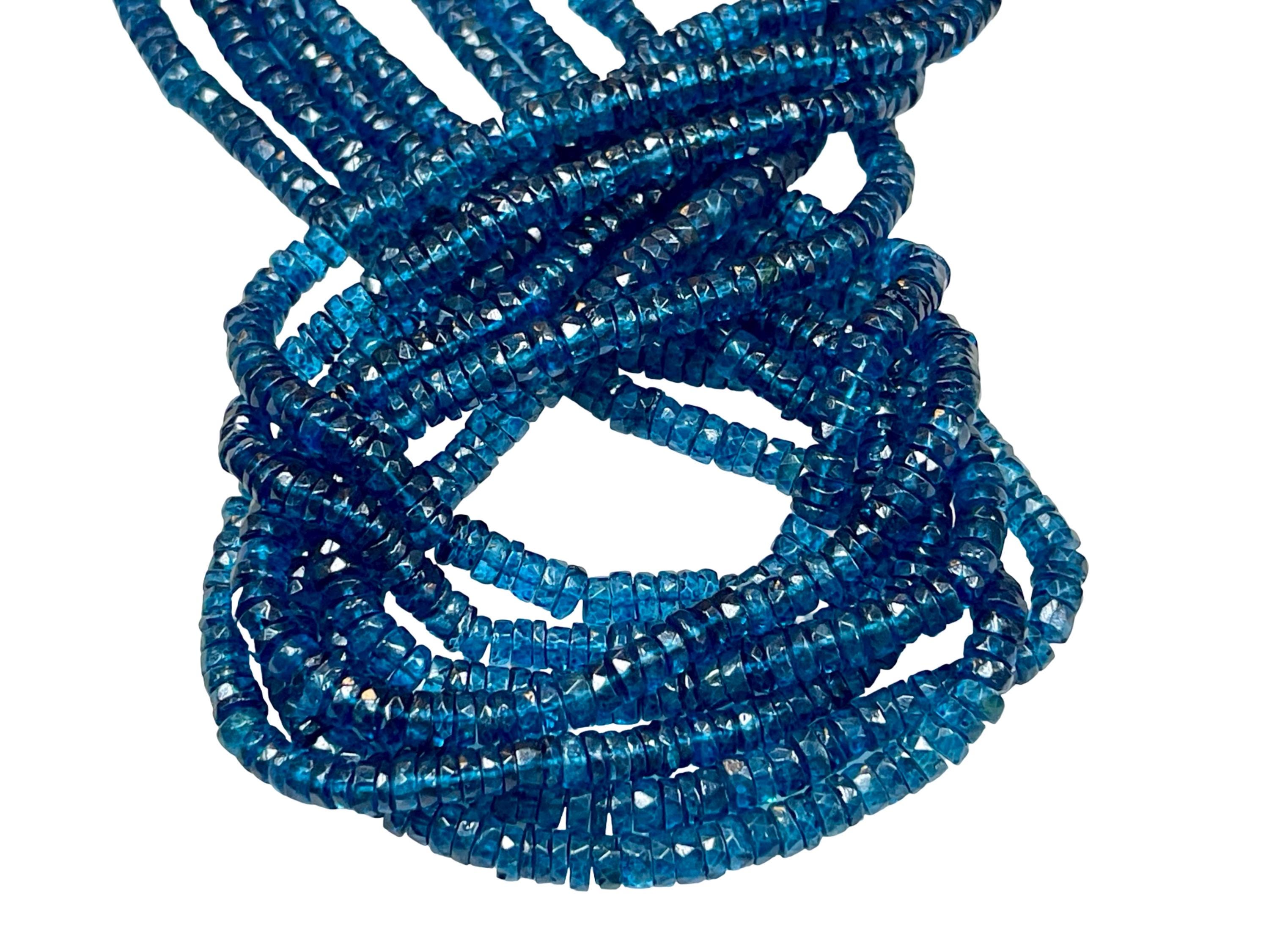 London Blue Topaz Gemstone Faceted Heishi Disc Shape Beads Strand 5-6 mm AAA Quality Healing Real Gemstone Beads for Jewelry Making
