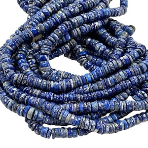 Lapis Natural Gemstone Heishi Shape Beads 6 Beads Strands Lapis Lazuli Semi Precious Gemstone Square Beads Jewelry Making Crafts