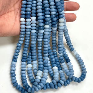 16&quot; Long 8-9 Blue Opal Gemstone Beads, Genuine Opal Rondelle Shape Beads 16&quot; Long For Jewelry Making Handmade Beads Crafts