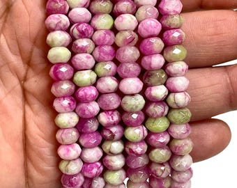 8mm Orchid Green Quartz Faceted Rondelle Beads Strand, 15 Inch Long, Gemstone Beads for Jewelry Making Crafts Loose beads Strand
