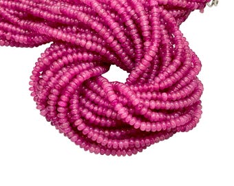 4mm Pink Topaz Quartz Gemstone Smooth Rondelle Beads 16" Strands AAA Quality Red Gemstone Beads for Jewelry Making Loose Beads Strands