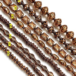 Copper Bali Beads, Solid Copper Beads, Copper Spacer Beads, Oxidized Copper Beads, Wholesale Copper Beads Strands Jewelry Making Findings