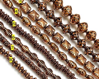 Copper Bali Beads, Solid Copper Beads, Copper Spacer Beads, Oxidized Copper Beads, Wholesale Copper Beads Strands Jewelry Making Findings