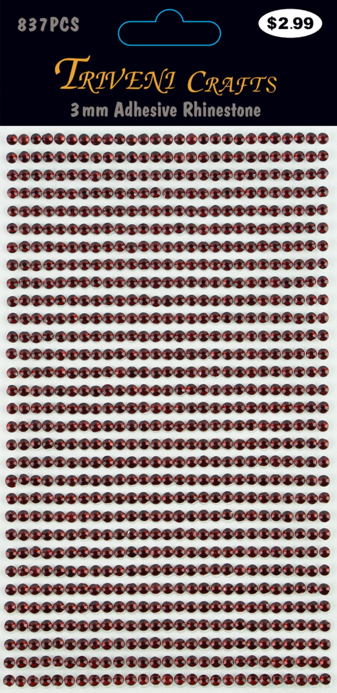 Garnet Red Rhinestone Sticker Sheet Acrylic Gemstone Self Adhesive ...