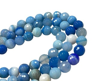 60 Cuentas De ágata Auténtica Azul Desgastadas Para Hacer Joyas, 1
