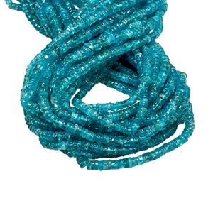 6mm Beauteous Blue Apatite Natural Gemstone Heishi Disc Shape, Tyre Shape Beads Strand Real Gemstone Beads for DIY Jewelry Making Crafts