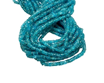 6mm Beauteous Blue Apatite Natural Gemstone Heishi Disc Shape, Tyre Shape Beads Strand Real Gemstone Beads for DIY Jewelry Making Crafts