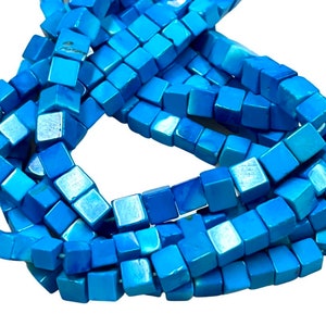 Turquoise Gemstone Beads 6-7mm Cube Shape Box Shape Beads, Turquoise GemStone Handmade Smooth Loose Square Beads For Jewelry Making