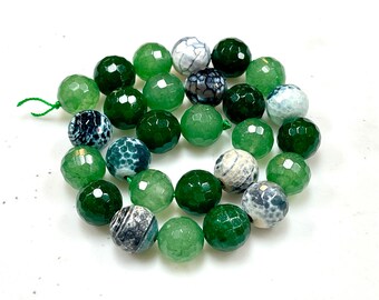 美しいグリーンドラゴンスキン瑪瑙の石ビーズ。バレル型、10 x 14 mm