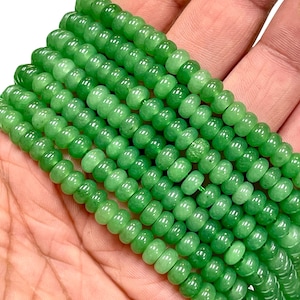 6mm Green Aventurine Quartz Rondelle Beads 16” Strand, Natural Green Gemstone Smooth Polished Beads for Jewelry Making and Crafts