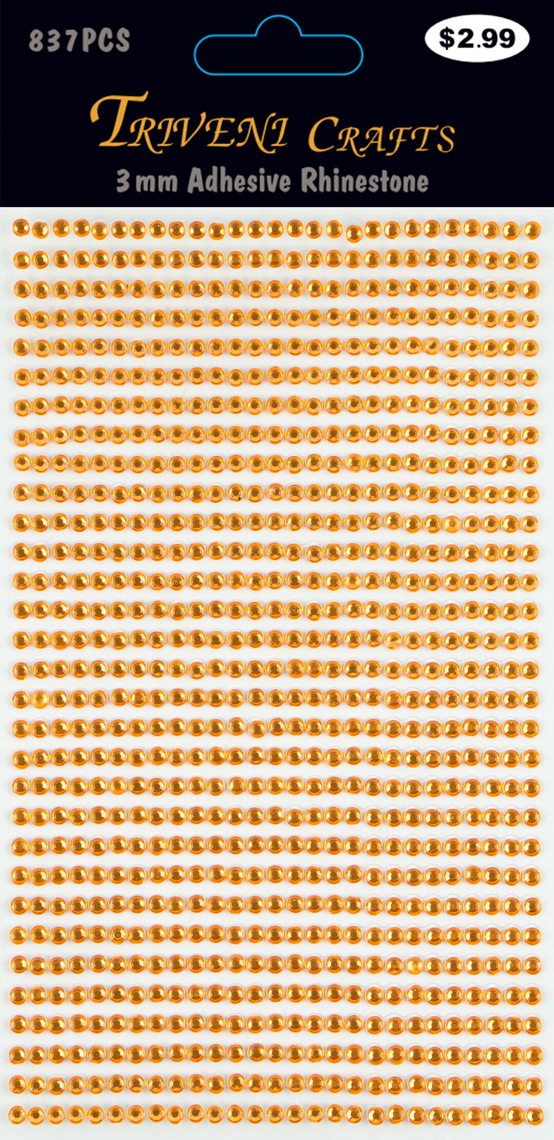3 Sheets Orange 3mm Adhesive Rhinestone Dot Sticker - Etsy