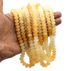 18&quot; Long Smooth Yellow Aventurine Natural Gemstone Rondelle Beads Strand Size 8-9mm Real Gemstone Beads Jewelry Making Yellow Stone Beads