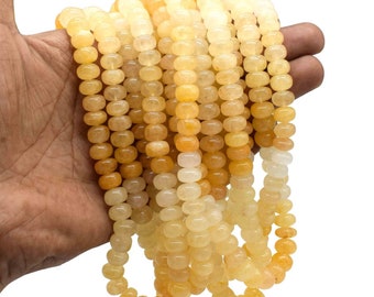18" Long Smooth Yellow Aventurine Natural Gemstone Rondelle Beads Strand Size 8mm Real Gemstone Beads Jewelry Making Yellow Stone Beads