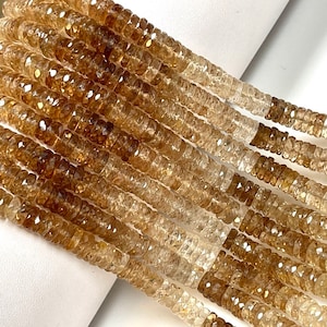 Imperial Topaz Gemstone Faceted Heishi Disc Shape Beads Strand 5mm 6mm 8mm AAA Quality Healing Real Gemstone Beads for Jewelry Making