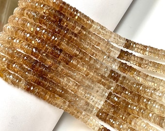 Hilo de cuentas de topacio imperial facetadas con forma de disco Heishi, de 5 mm, 6 mm y 8 mm, calidad AAA, para la fabricación de joyas.