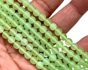 Jasnozielone koraliki chalcedonowe 6 mm gładkie okrągłe, 15,5” sznur, pastelowe zielone koraliki z kamieni szlachetnych do wyrobu biżuterii