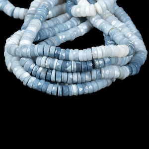 Blue Shaded Opal Natural Gemstone Faceted Heishi Disc Beads, Tyre Shape Beads Strand Size 6-7mm Healing Gemstone Beads Jewelry Making
