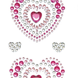 3 Sheet - Adhesive Rhinestone Stickers, Adhesive Big Size Hearts Shape Rhinestone Stickers