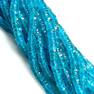 Natural Blue Topaz Gemstone Faceted Heishi Disc Shape Beads 5-6mm Strand AAA Quality Healing Real Gemstone Beads for Jewelry Making