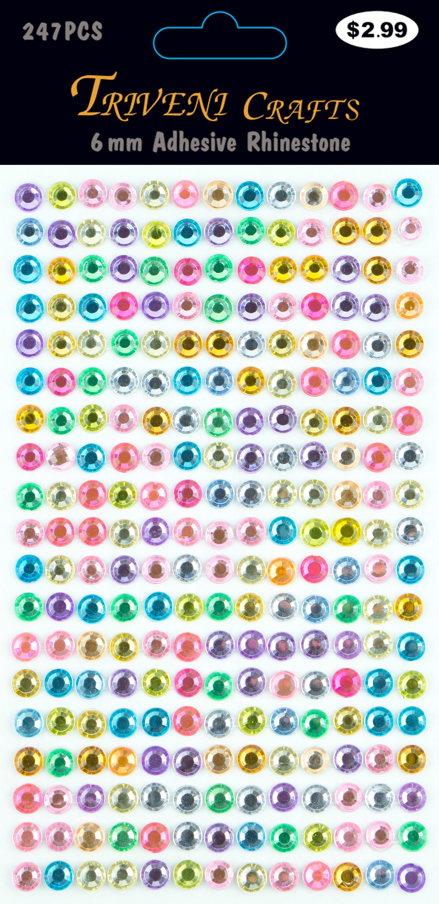 3 Sheets Multi 6mm Adhesive Rhinestone Dot Sticker - Etsy
