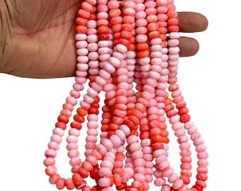 Shaded Pink Peruvian Opal Gemstone Beads 16" Long, Genuine Pink Opal Rondelle Shape Beads Size 8-9mm Beads Strands For Jewelry Making Crafts
