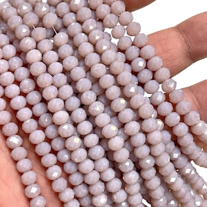 Lavendel Farbe Kristall Perlen 6 mm facettierte Rondelle, 8 ”Stränge, 5-Strang Lot, hellviolette Glasperlen für die Schmuckherstellung, Großhandel Lot