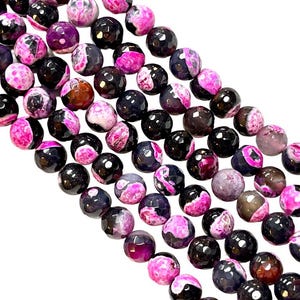 6mm 8mm Pink Fire Agate Gemstone Beads, Genuine Fire Agate Round Shape Beads Strands For Jewelry Making Crafts Supplies