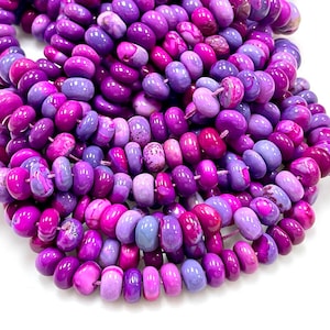 16 inch long Pretty Purple Opal Smooth Rondelle Shape Beads, 7-8mm Purple Opal Rondelle Gemstone Beads, AAA opal bead jewelry making craft
