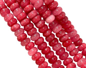 8mm Shaded Dark Cherry Quartz Gemstone Smooth Rondelle shape Beads 16" Strands AAA Quality Real Gemstone Beads for Jewelry Making Crafts