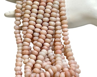 Light Pink Peruvian Opal Gemstone Beads Strands 16" Long, Genuine Pink Opal Rondelle Shape Beads Size 10mm Beads Strands For Jewelry Making