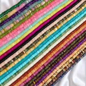 2x6mm Natural Gemstone Heishi Disc Beads Strand 15.5” Turquoise, Aventurine, Carnelian, Tiger Eye, Lapis, Rose Quartz, Onyx, Jasper and more
