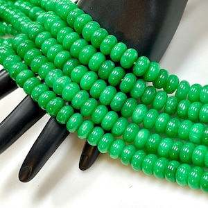 10mm Opaque Green Quartz Gemstone Smooth Rondelle shape Beads 16&quot; Strands AAA Quality Real Gemstone Beads for Jewelry Making Loose Beads