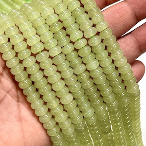 8mm Ocean Green Quartz Smooth Rondelle Gemstone Beads 15.5” Strand for Bracelet Necklace Making, Jewelry Supply, Craft Beads