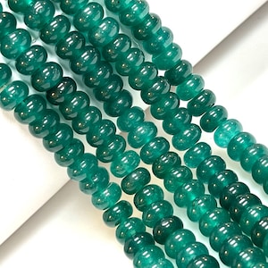 8mm Green Emerald Quartz Gemstone Smooth Rondelle shape Beads 16&quot; Strands AAA Quality Real Gemstone Beads for Jewelry Making Loose Beads
