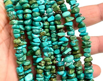6-8MM Natural Turquoise Gemstone Pebble Nugget Chip Loose Beads (D186