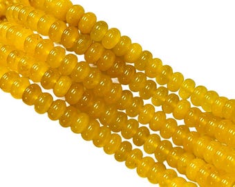 8mm Mustard Yellow Quartz Gemstone Smooth Rondelle shape Beads 16" Strands AAA Quality Real Gemstone Beads for Jewelry Making Loose Beads
