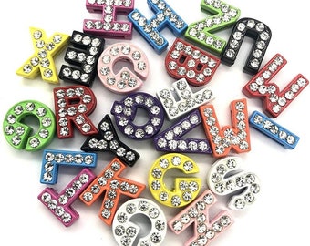A-Z Rhinestones Letters, Multi-Color 8 mm Rhinestone Alphabet Letters Charms